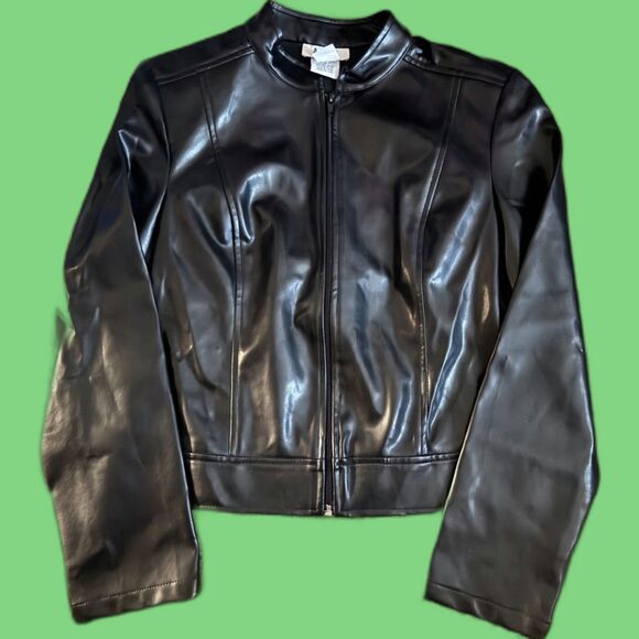 Size Medium A. Byer Faux Leather Vintage 90s Y2K Jacket - Picture 1 of 3